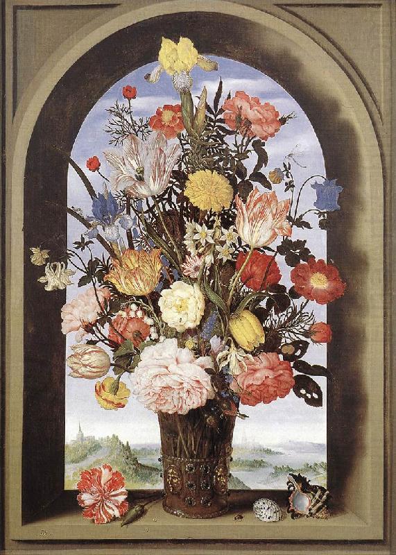 BOSSCHAERT, Ambrosius the Elder Bouquet in an Arched Window  yuyt china oil painting image